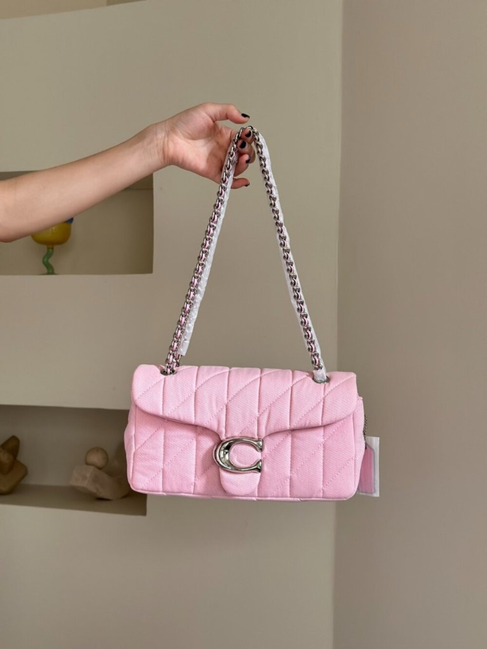Coach Tabby Shoulder Bag 26 With Pillow Quilting in Brass Flower Pink